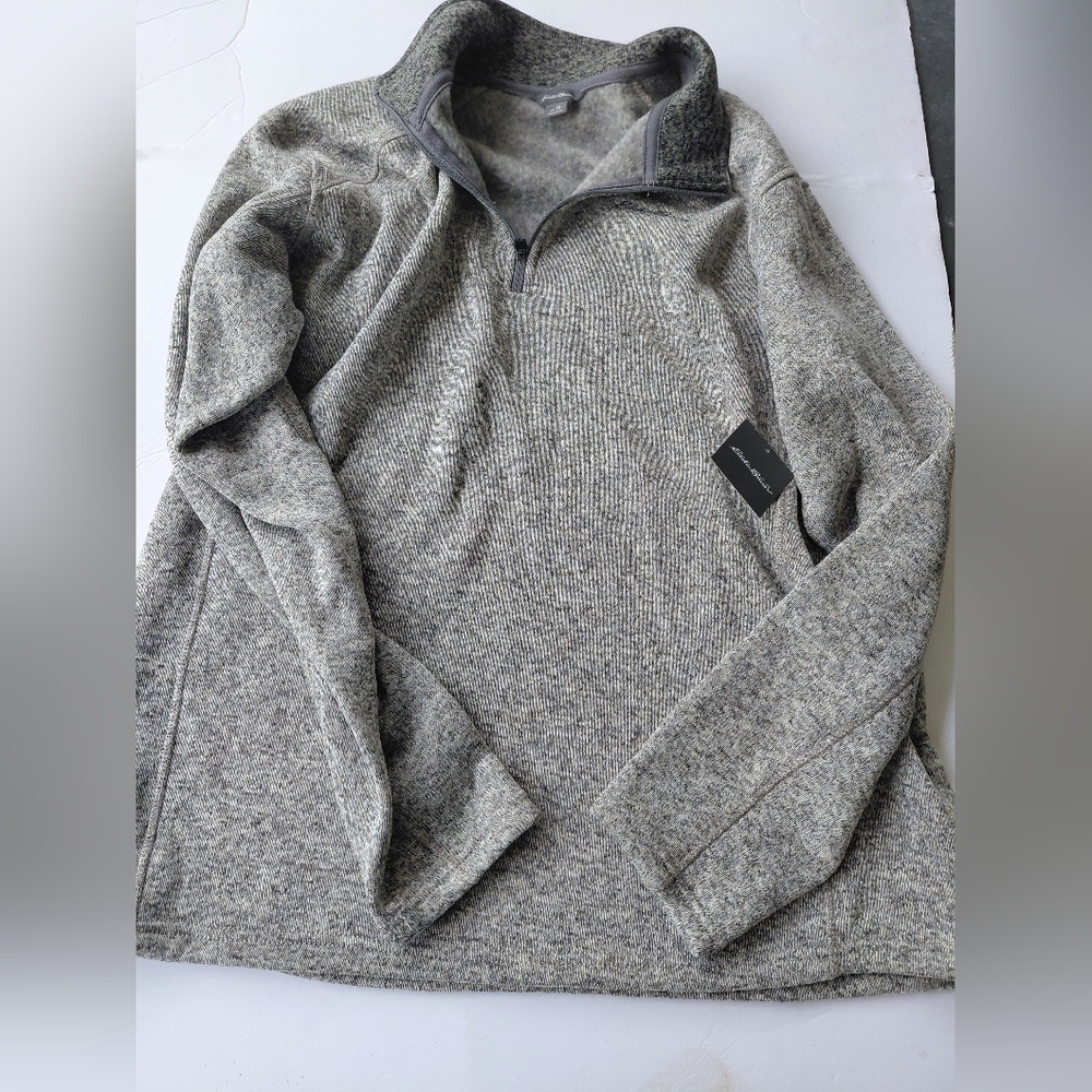 Eddie Bauer 1/4 Zip Mens Xl Gray Fleece Sweater